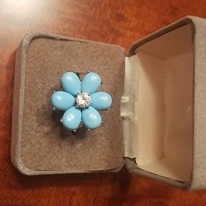 Turquoise Blue Daisy Ring